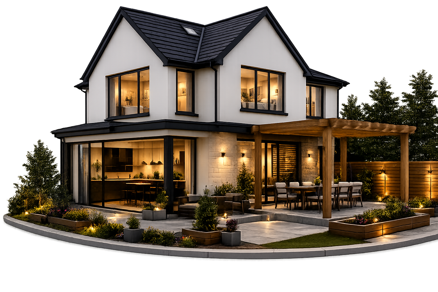 Modern home showing renovation service areas by Wye Valley Home Services Ltd